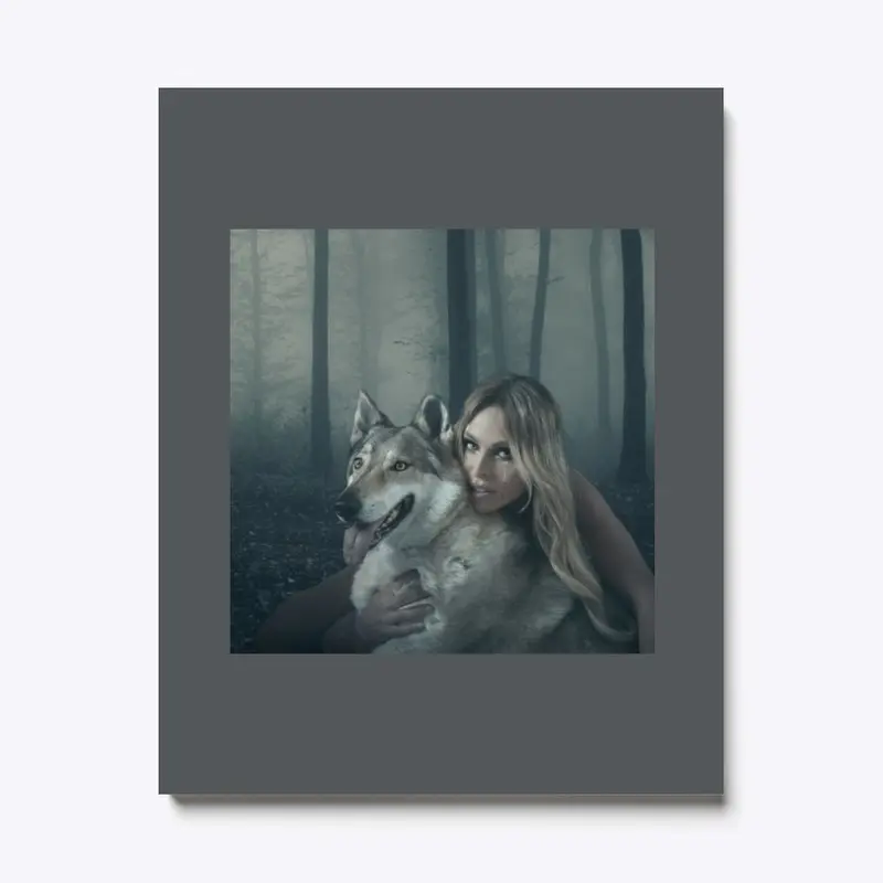 Anneka and Wolf on canvas